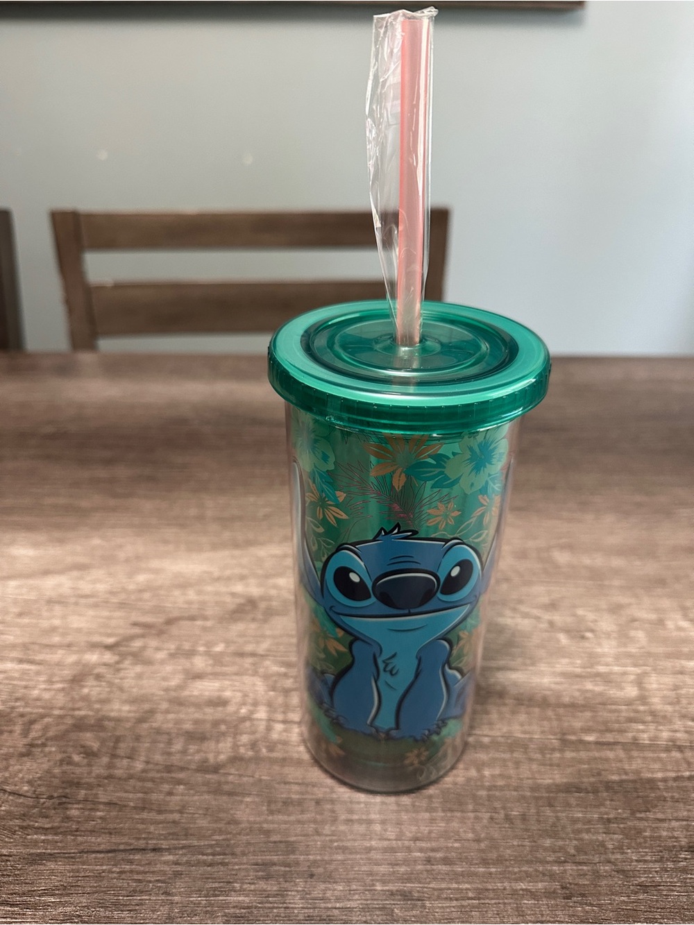 Disney Stitch Happy Hallothanks tumbler with gold glitter and text